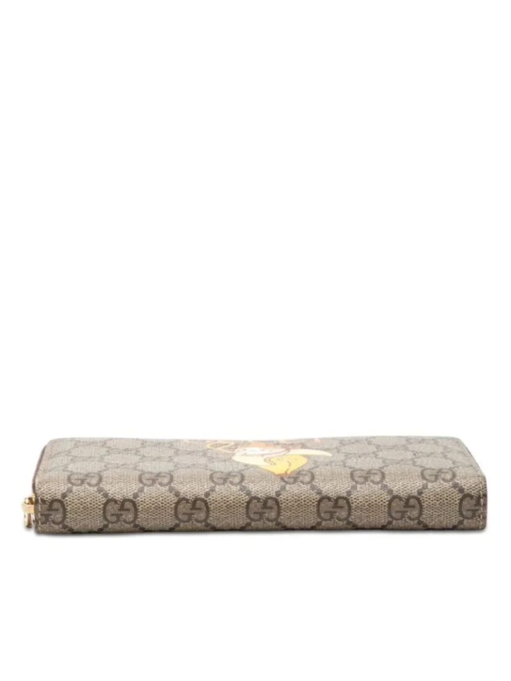 Gucci GG Supreme Bananya Print Zippy Wallet Brown Yellow Leather - Picture 3 of 7